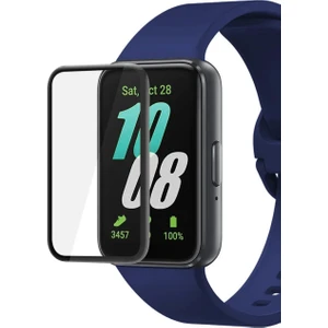 Samsung Galaxy Fit3 Tam Kaplayan Kavisli Ekran Koruyucu 3D Pet Film - Siyah AL3385