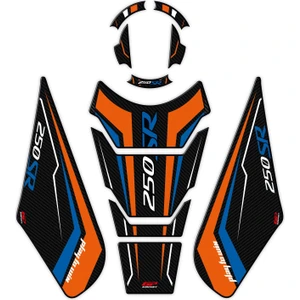 GP Kompozit CF Moto 250 SR 2020-2024 Uyumlu Tank Pad Seti Turuncu - Mavi