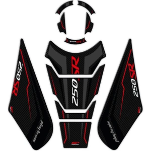 GP Kompozit CF Moto 250 SR 2020-2024 Uyumlu Tank Pad Seti Siyah - Kırmızı