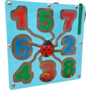 Eğitici Ahşap Oyuncak | Manyetikli Labirent Numaralı Renk Bulma Boncuk Dizme Sayı Oyunları