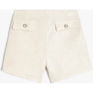 Şort Etek Dokulu Düğme Detaylı