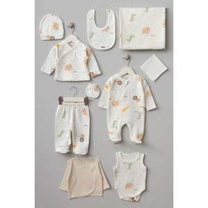 Aslan Desenli 10 Parça Hastane Çıkışı Seti Erkek Çocuk İçin Konforlu Tasarım