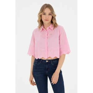 U.S. Polo Assn. Kadın Pembe Gömlek Desenli 50283615-VR041