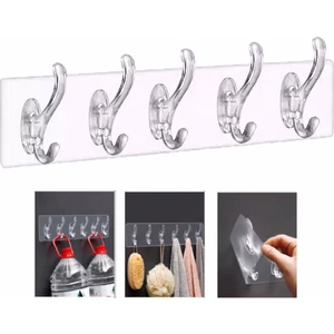By Sevil Şeffaf Silikon Yapışkanlı Askı 6'lı Banyo Mutfak Askılığı
