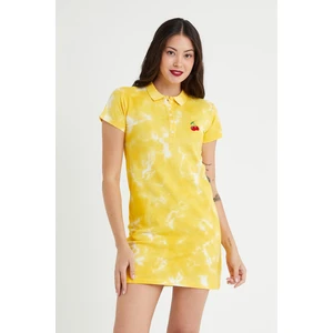 Polo State Kadın Batik Yıkamalı Elbise  Sarı