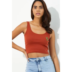 Polo State Kadın Nakışlı Atlet  Kiremit