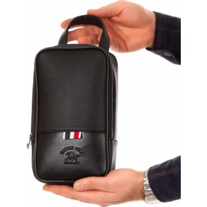 Erkek Siyah Deri Portföy Clutch Traş Kozmetik Bakım Ve Günlük El Çantası (14X24CM) tul234