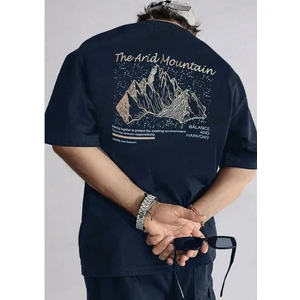 Amor Man Büyük Beden Özel Tasarım Mountain Sırt Baskılı  Pamuk Oversize Battal Erkek T-Shırt