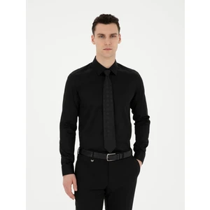 Pierre Cardin Erkek Siyah Slim Fit Uzun Kollu Basic Gömlek 50286102-VR046