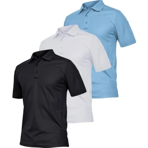 Ghassy Co. Erkek 3'lü Set Taktik Polo Yaka Gömlek Hızlı Kuruma Nem Emici Pique Jersey Golf T-Shir