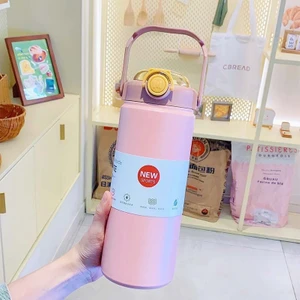 Termos Bardak 304 Paslanmaz Çelik Su Şişesi Büyük Kapasiteli Su Bardağı 1200ML Çift Içme Bardağı Taşınabilir Taşınabilir Termos Su Isıtıcısı (Yurt Dışından)