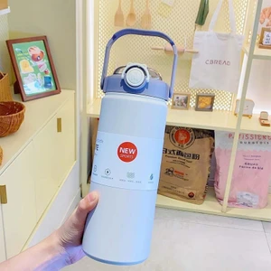 Termos Bardak 304 Paslanmaz Çelik Su Şişesi Büyük Kapasiteli Su Bardağı 1200ML Çift Içme Bardağı Taşınabilir Taşınabilir Termos Su Isıtıcısı (Yurt Dışından)