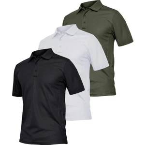 Ghassy Co. Erkek 3'lü Set Taktik Polo Yaka Gömlek Hızlı Kuruma Nem Emici Pique Jersey Golf T-Shir