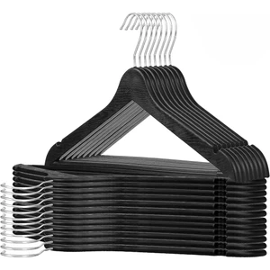 CNR HOME DESIGN 12 Li Set Siyah Ahşap Görünümlü Plastik Elbise - Kıyafet - T-Shirt Askısı