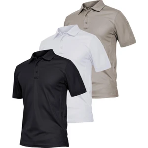 Ghassy Co. Erkek 3'lü Set Taktik Polo Yaka Gömlek Hızlı Kuruma Nem Emici Pique Jersey Golf T-Shir