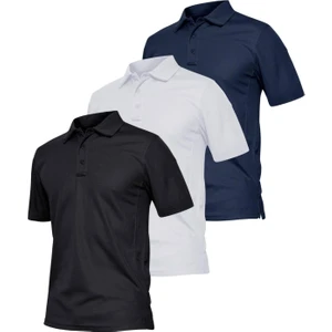 Ghassy Co. Erkek 3'lü Set Taktik Polo Yaka Gömlek Hızlı Kuruma Nem Emici Pique Jersey Golf T-Shir
