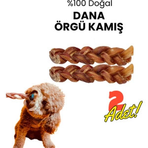 Köpek Ödül Kemiği 2 Adet Dana Örgü Kamış Köpek Çiğneme Çubukları Yüksek Proteinli Köpek Ödülü