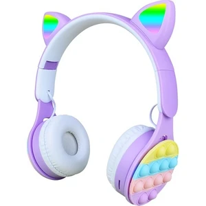 Case 4u Snl-30 Pro Kedi Kulağı Rgb LED Işıklı Kulaklık Mor
