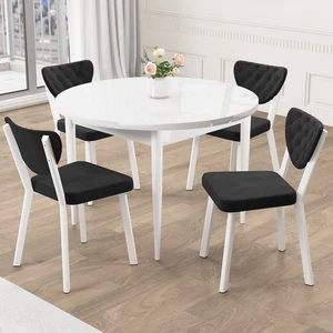 Now Serisi 90X90 Sabit Yuvarlak Beyaz Mutfak Masası Takımı 4 Sandalye
