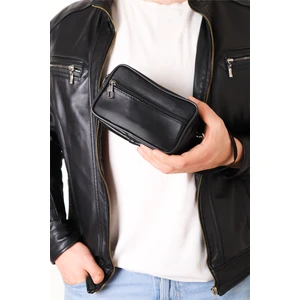 Jack Tonio  Deri Siyah El ve Bel Çantası