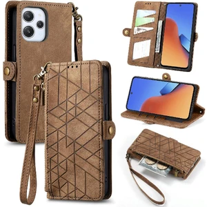 SZY Mall Redmi 12 Için Flip Case Deri Kılıf Darbeye Basit Iş (Yurt Dışından)