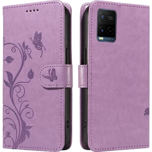 Manyi Mall Vıvo Y21/Y21S/Y33S El Kayışı ve Kart ile Kabartmalı Kelebek Için Kılıf (Yurt Dışından)