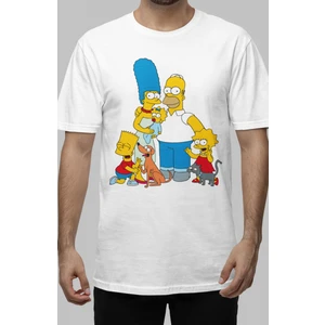 Fuddy Moda Mutlu Simpsons Ailesi Baskılı Tişört, Erkek-Kadın Simpsonslar Baskılı T-Shirt