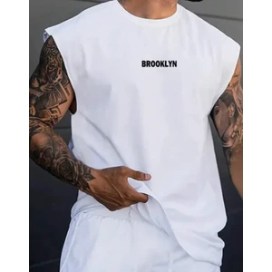 Amor Man Büyük Beden Özel Tasarım Brooklyn Baskılı  Pamuk Kolsuz Battal Erkek T-Shırt