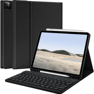 Apple iPad Pro 11 (2022) 4. Nesil Rgb LED Işıklı Türkçe Karakterli Bluetooth Özellikli Kalemlikli Klavyeli Kılıf A2759 A2761  A2435 A2762