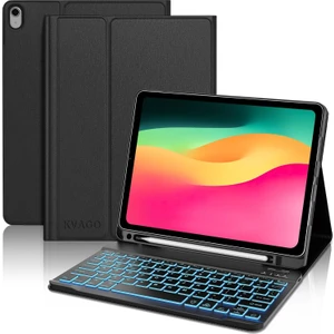 Apple iPad 10. Nesil 10.9 (2022) Rgb LED Işıklı Türkçe Karakterli Bluetooth Özellikli Kalemlikli Klavyeli Kılıf A2696 A2757 A2777 A3162