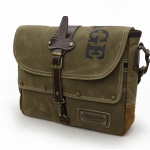 Cappadocia Vintage 4047  Deri Omuz Postacı Açık Kahverengi Suya Dayanıklı Mumlu Kanvas Laptop Evrak Çantası