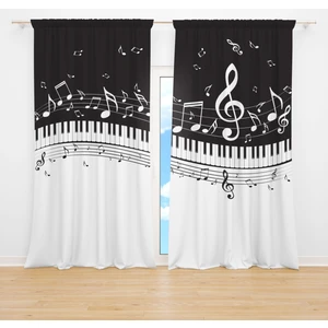 Erays Home Erayshome Nota Piano Desenli Dijital Baskılı Oturma Odası Salon Fon Perde