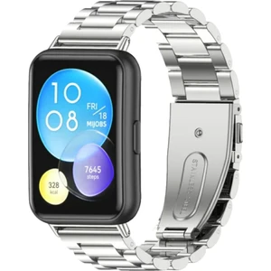 Huawei Watch Fit 2 Uyumlu Paslanmaz Çelik Kordon  Pim Çevirici Aparat ile Gümüş