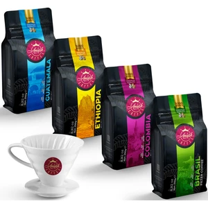 Anisah Coffee Dünya Filtre Kahve Seti Çekirdek 4 x 250 gr + Seramik Demleme Fincanı