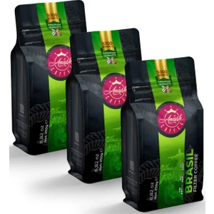 Anisah Coffee Brezilya Santos Filtre Kahve Kağıt ve Metal Filtre Öğütüm - 3*250 Gram - 3'lü Paket
