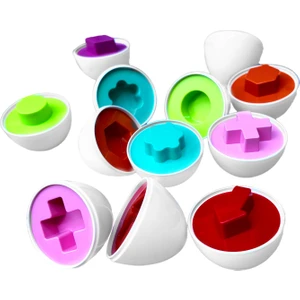 Eğitici Ahşap Oyuncak | 6 Parça Renkli Geometrik Yumurta Şekilli Eşleştirme Seti