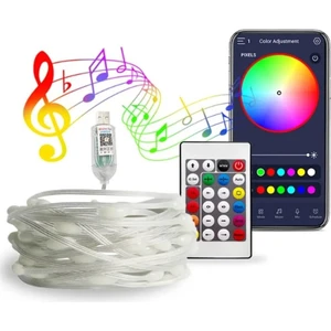 Rgb USB Bluetooth LED Işık Dekor Yılbaşı Ağacı Işığı Organizasyon Animasyonlu LED Işık 10 Metre