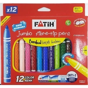 Jumbo Yıkanabilir Keçeli Boya Kalemi 12 Renk (Karton Kutu)