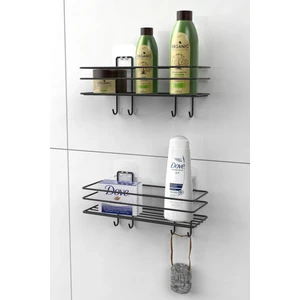 Yapışkanlı 4 Kancalı Banyo Rafı Banyo Şampuanlık Duşakabin Duş Askısı 2'li Set