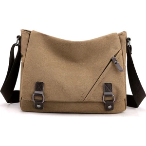 Hafif Erkek Çantası Yeni Erkek Tuval Büyük Kapasiteli Crossbody Çanta Çok Fonksiyonlu Moda Trendi Rahat Omuz Çantası (Yurt Dışından)