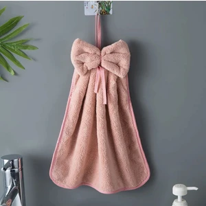 SB SizinBazar Pembe Fiyonklu El Havlusu- Askılı Sevimli Havlu - 100% Pamuklu Banyo Havlusu 40 * 40 cm