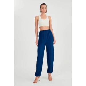 Beli ve Paçası Lastikli Viskon Keten Pantolon