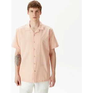 Nautıca Erkek Turuncu Classıc Fıt Kısa Kollu Çizgili Gömlek W45407T.8DE