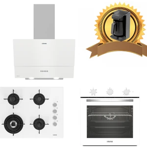 Beyaz Cam Ankastre Set 535 W - 189 Dw Ocak WOKLU-321 W Fırın Turbo