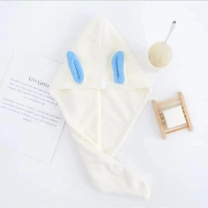 SB SizinBazar Beyaz Pamuklu Saç Kurulama Bonesi Baş Havlu Saç Bonesi- Pamuklu Saç Havlusu