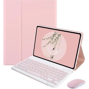 Samsung Galaxy Tab A9 Plus Lte SM-X218 11'' Tablet ile Uyumlu Bluetooth Klavye ve Mouse + Standlı Kılıf - Bkk6 Pembe