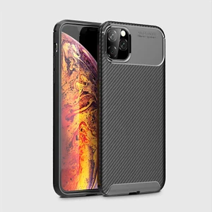 Apple iPhone 11 Pro Max Uyumlu Kılıf Karbon Armor Serisi, Ultra Dayanıklı ve Esnek Slim Fit Karbon Görünümlü Silikon