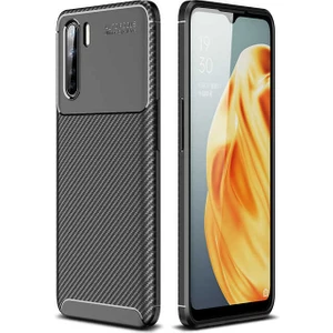 Oppo Reno 3 Uyumlu Kılıf Karbon Armor Serisi, Ultra Dayanıklı ve Esnek Slim Fit Karbon Görünümlü Silikon