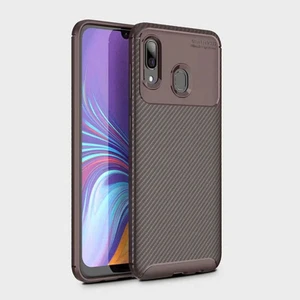 Samsung Galaxy A30 Uyumlu Kılıf Karbon Armor Serisi, Ultra Dayanıklı ve Esnek Slim Fit Karbon Görünümlü Silikon