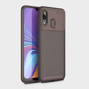 Samsung Galaxy A10S Uyumlu Kılıf Karbon Armor Serisi, Ultra Dayanıklı ve Esnek Slim Fit Karbon Görünümlü Silikon